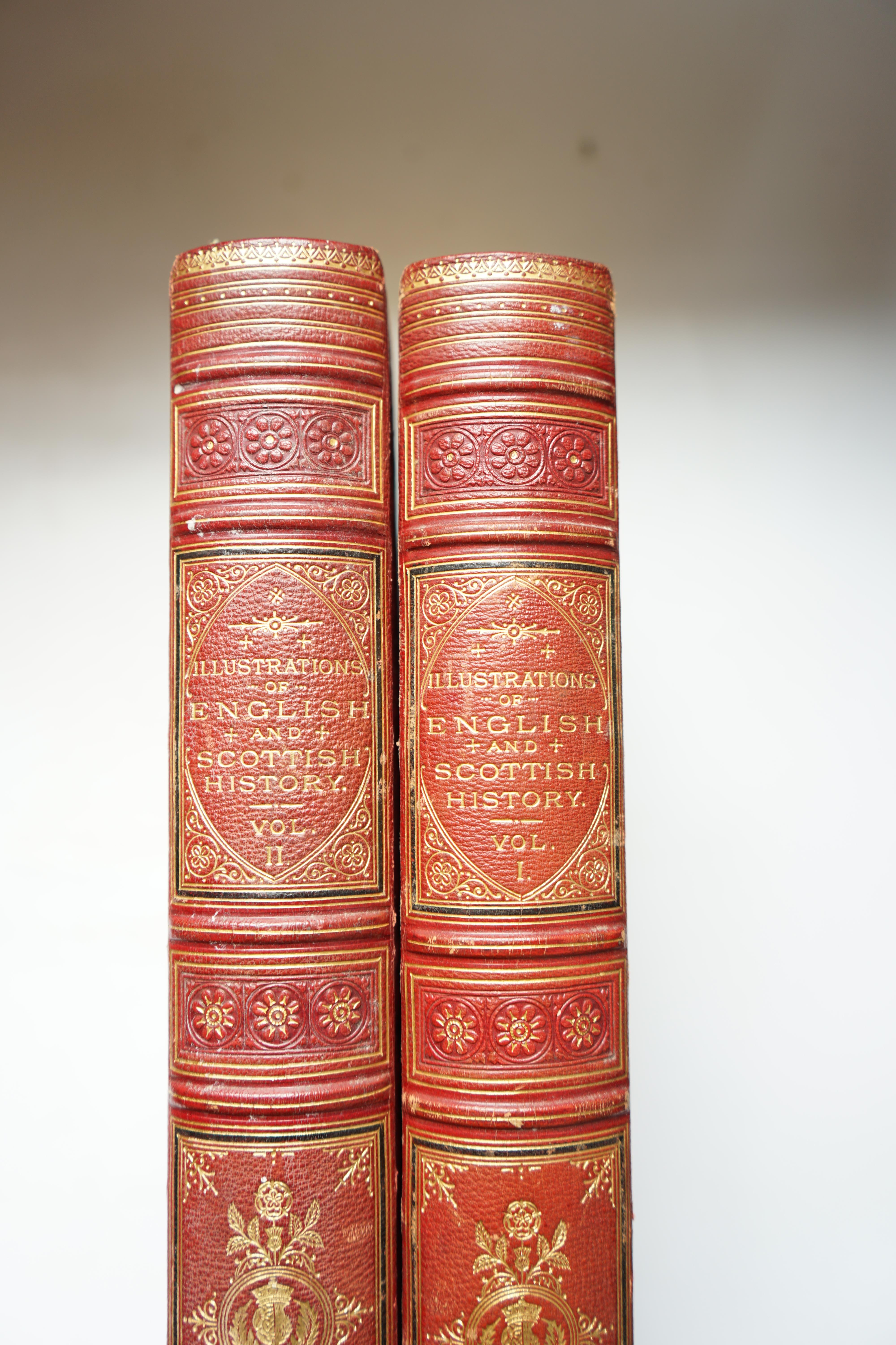 Archer, Thomas - Pictures and Royal Portraits illustrative of English and Scottish History, with an Introduction of Christianity to the Present Time, 2 vols, 4to, red leather gilt, illustrated with tinted plates, Blackie